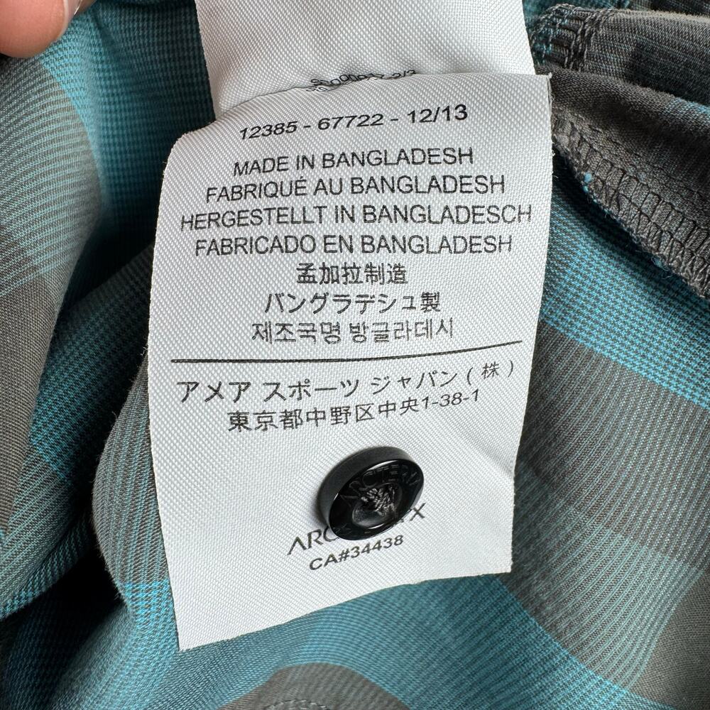 Arc’teryx Men’s Plaid Button Up Shirt Blue Gray Outdoor Hiking Short Sleeve - Picture 10 of 14